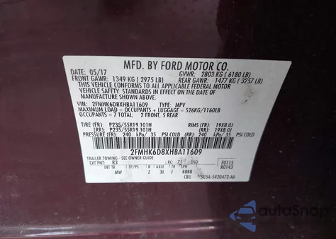 2017 Ford Flex Limited from USA, damaged, VIN 2FMHK6D8XHBA11609